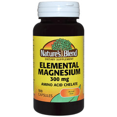 NAB005 | Nature's Blend Elemental Magnesium 300 mg dietary supplement bottle, 100 capsules