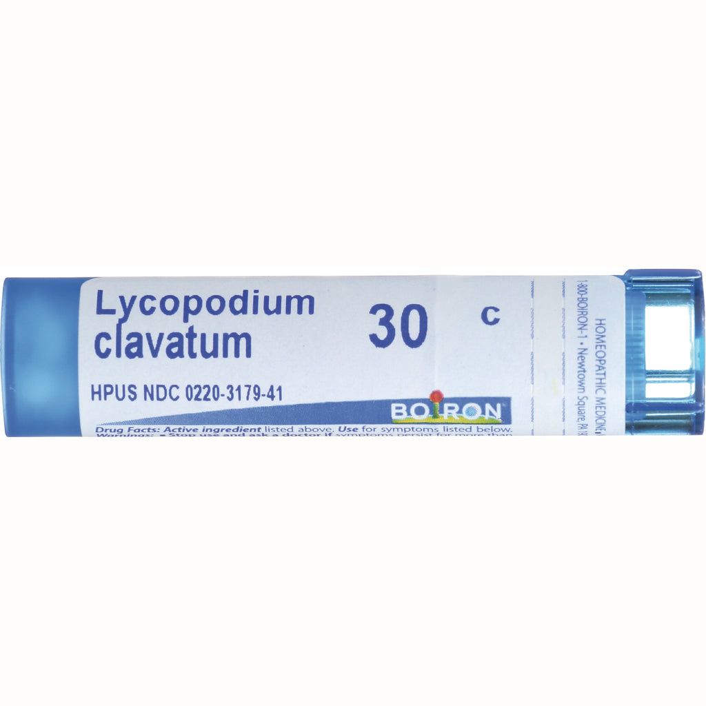 BRN064 | white and blue homeopathic remedy tube labeled Lycopodium clavatum 30 C by Boiron - Thumbnail