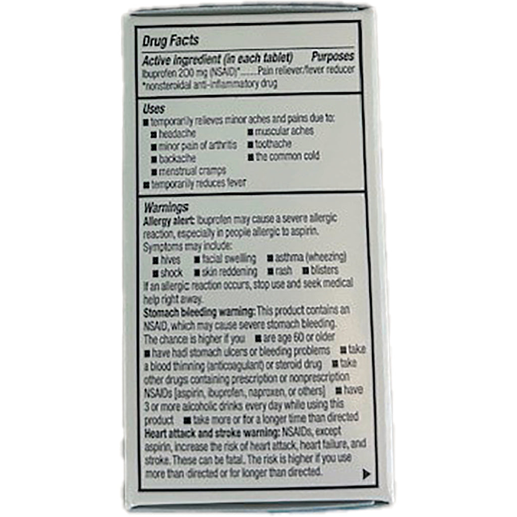 GDS001 | Back panel showing Drug Facts and warnings, lists ibuprofen 200 mg, uses and safety information - Thumbnail