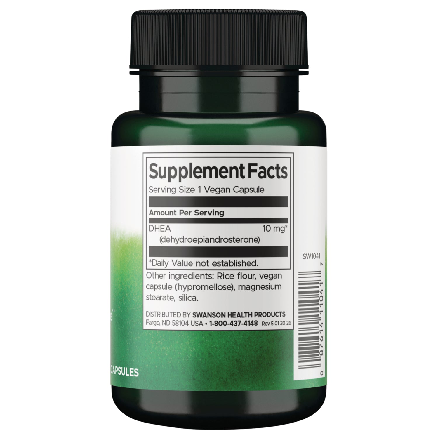 SW1041 | Back label with supplement facts and serving size