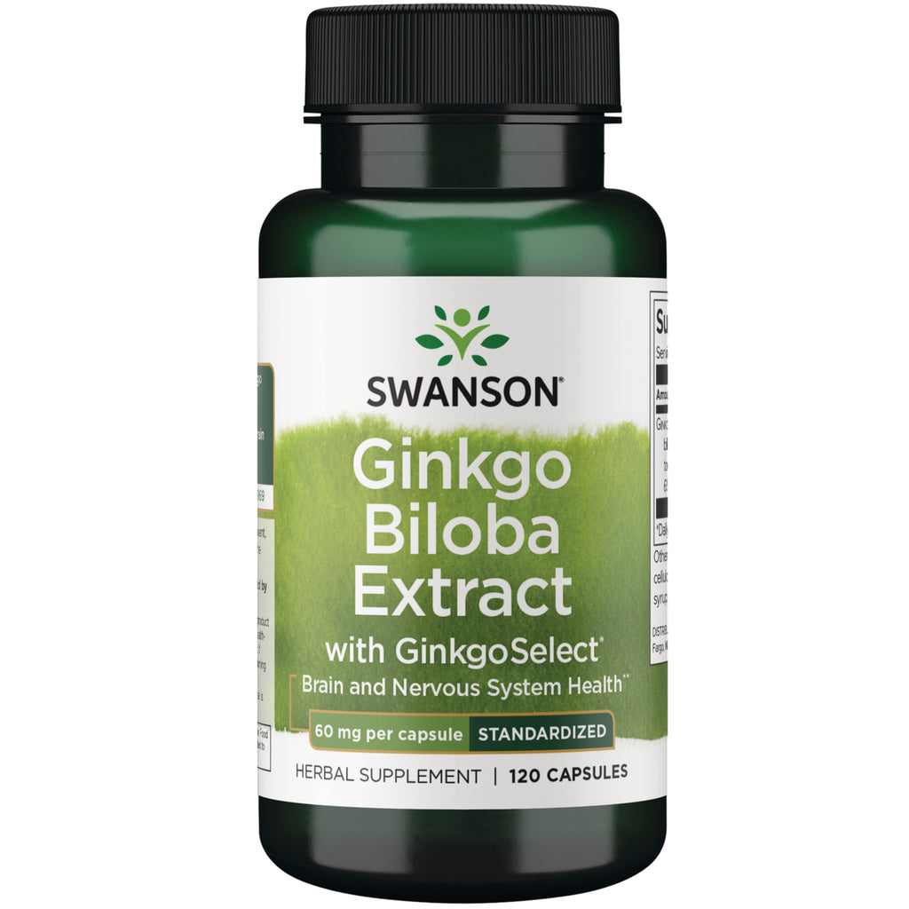 SWH027 | Swanson Ginkgo Biloba Extract bottles, 60 mg, 120 capsules each - Thumbnail