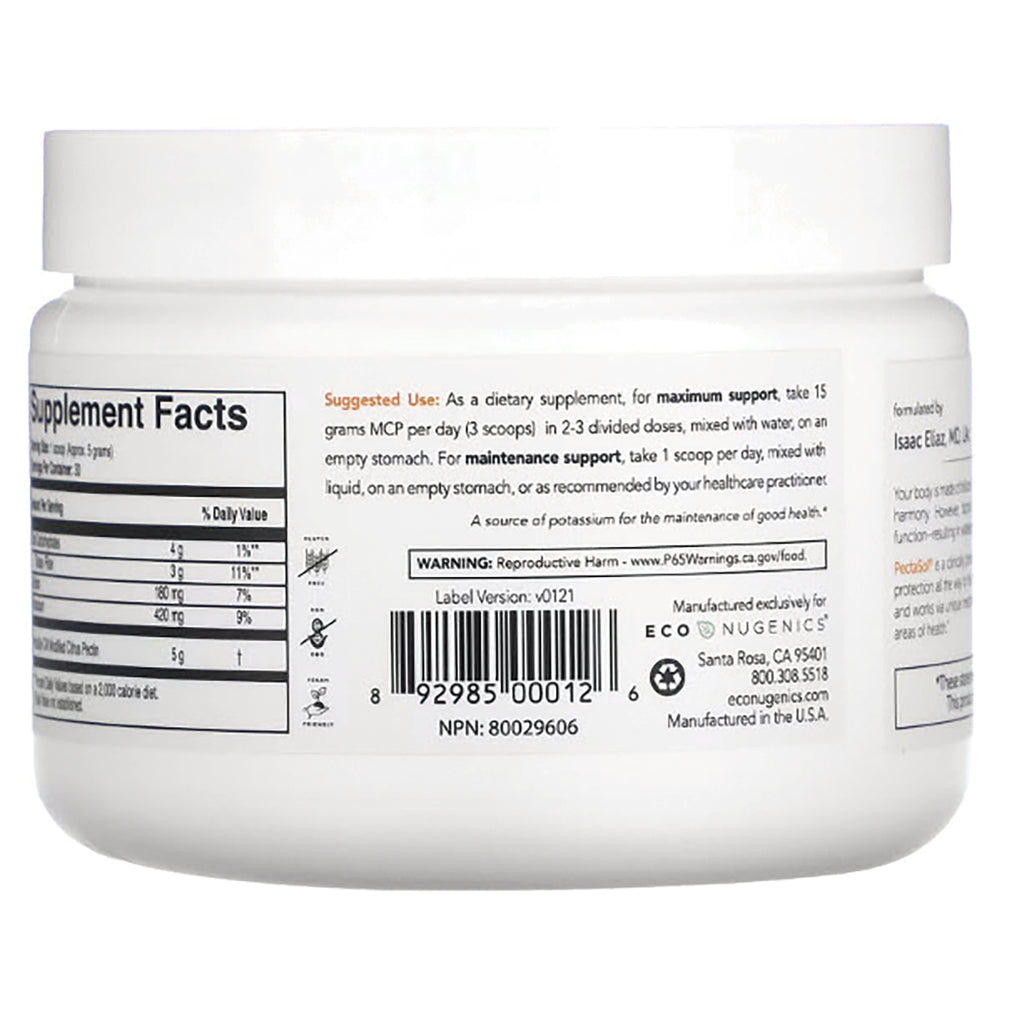 ECN006 | Back of white supplement jar showing supplement facts panel, usage directions, barcode and warning - Thumbnail
