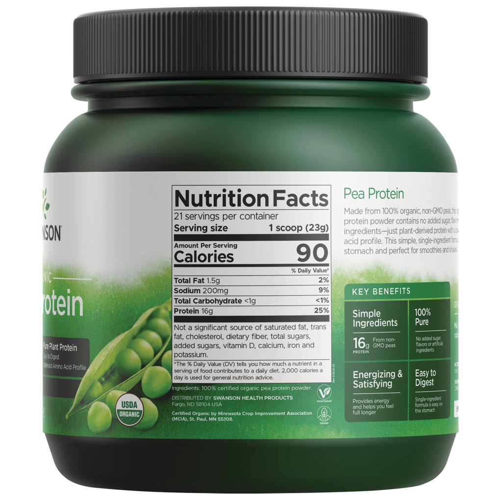 SWF197 | Pea Protein back label with Nutrition Facts panel and Key Benefits - Thumbnail