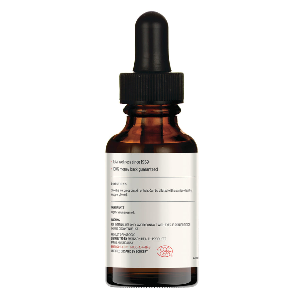 SW1478 | Back label with Ingredients, directions, and warning label: organic virgin argan oil, ECOCERT certified, Product of Morocco - Thumbnail