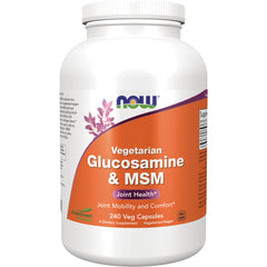 NWF1454 | NOW Vegetarian Glucosamine & MSM 240 Veg Capsules front label on white bottle