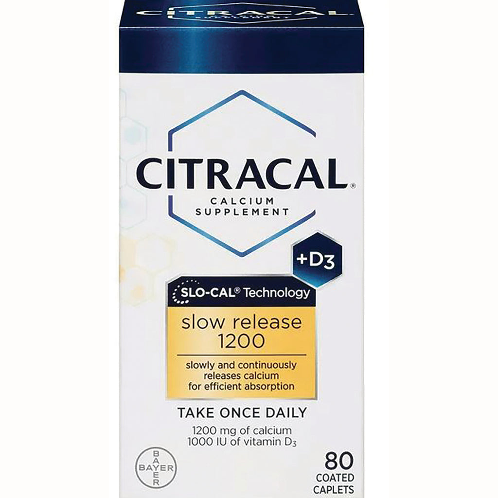 CCL004 | Citracal calcium supplement front packaging showing slow release 1200 with D3 and 80 coated caplets - Thumbnail