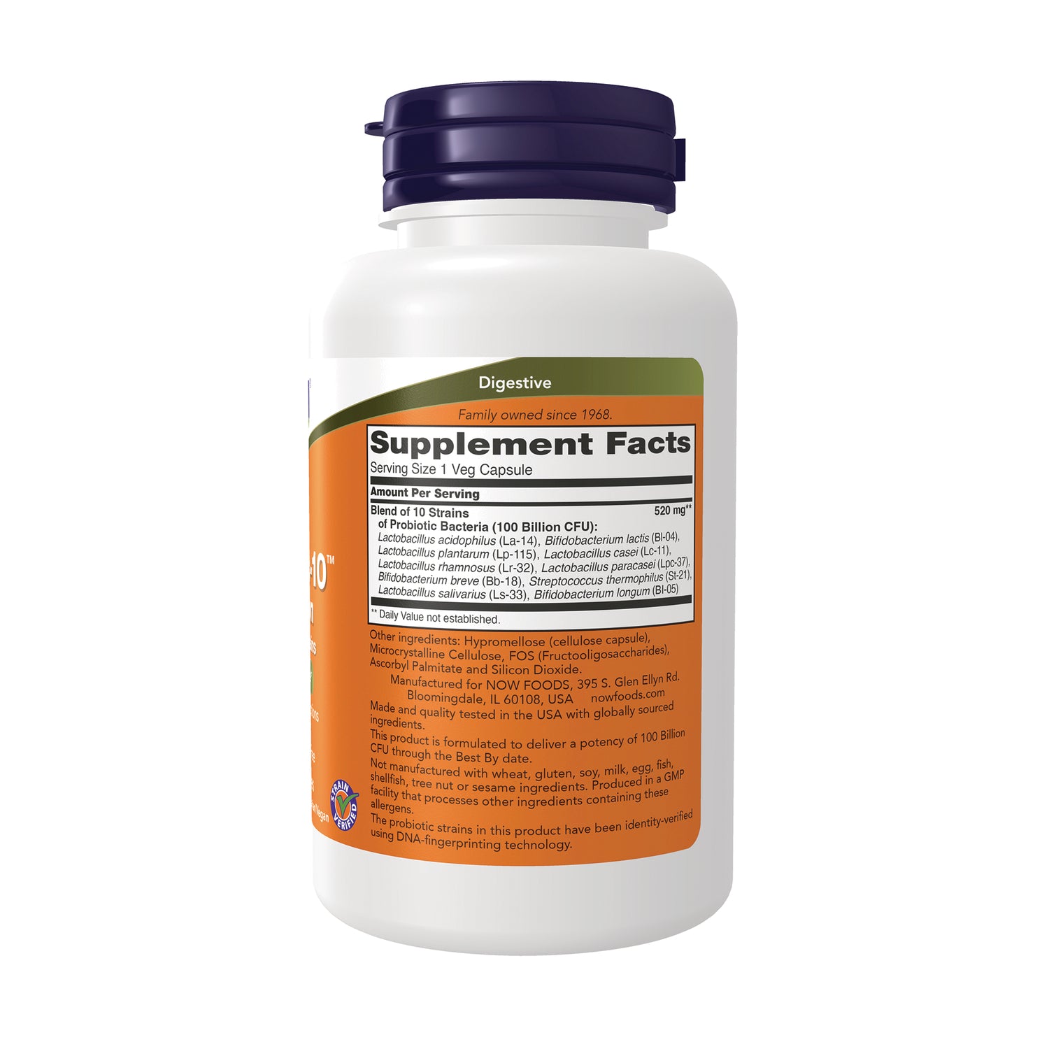 NWF1460 | Back label showing Supplement Facts and ingredients on white supplement bottle