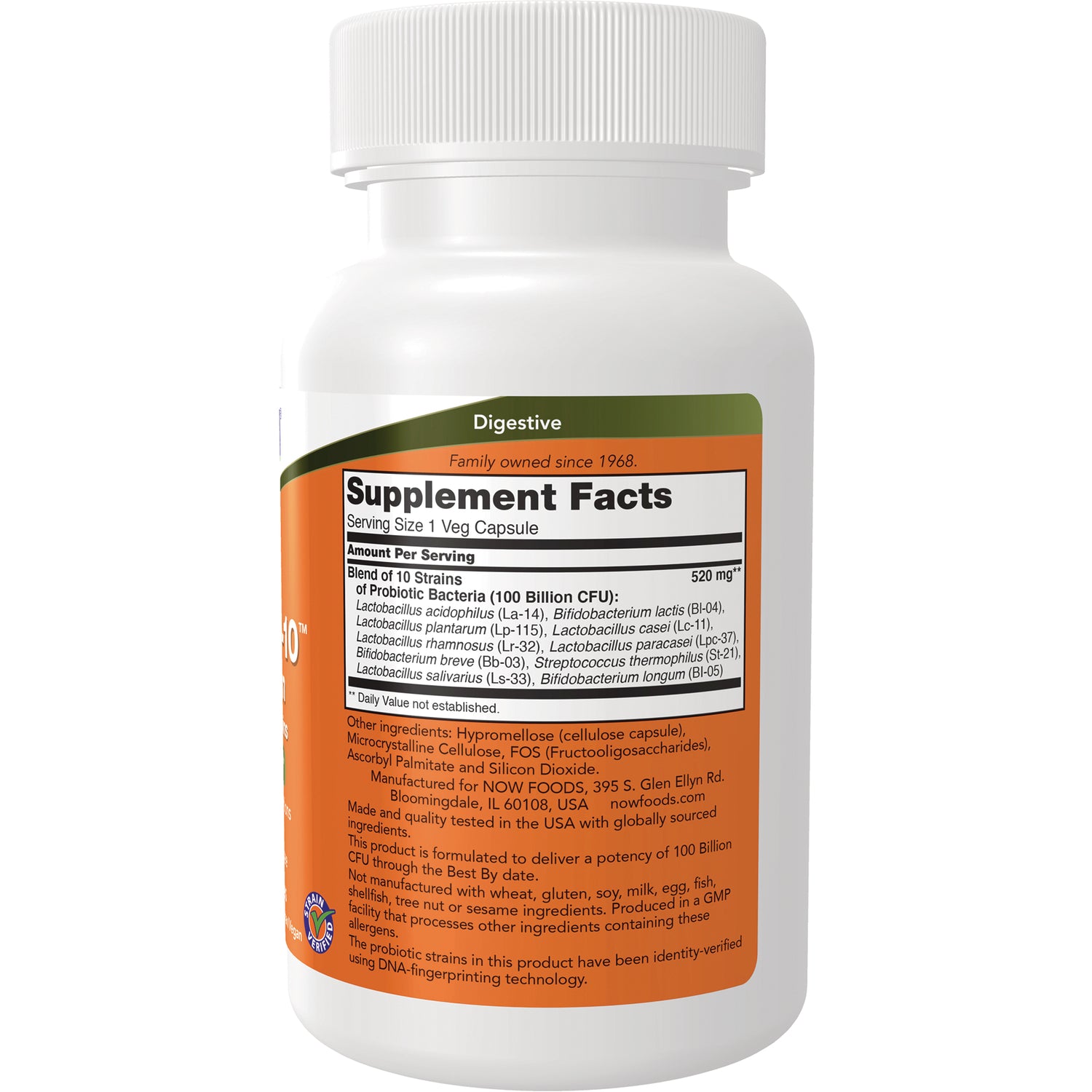 NWF1460 | Back label showing Supplement Facts and ingredients on white supplement bottle