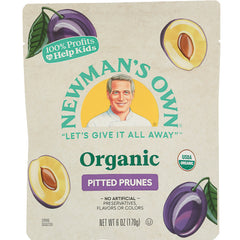 NWM016 | Newman's Own Organic pitted prunes pouch with logo, USDA Organic seal, net wt 6 oz