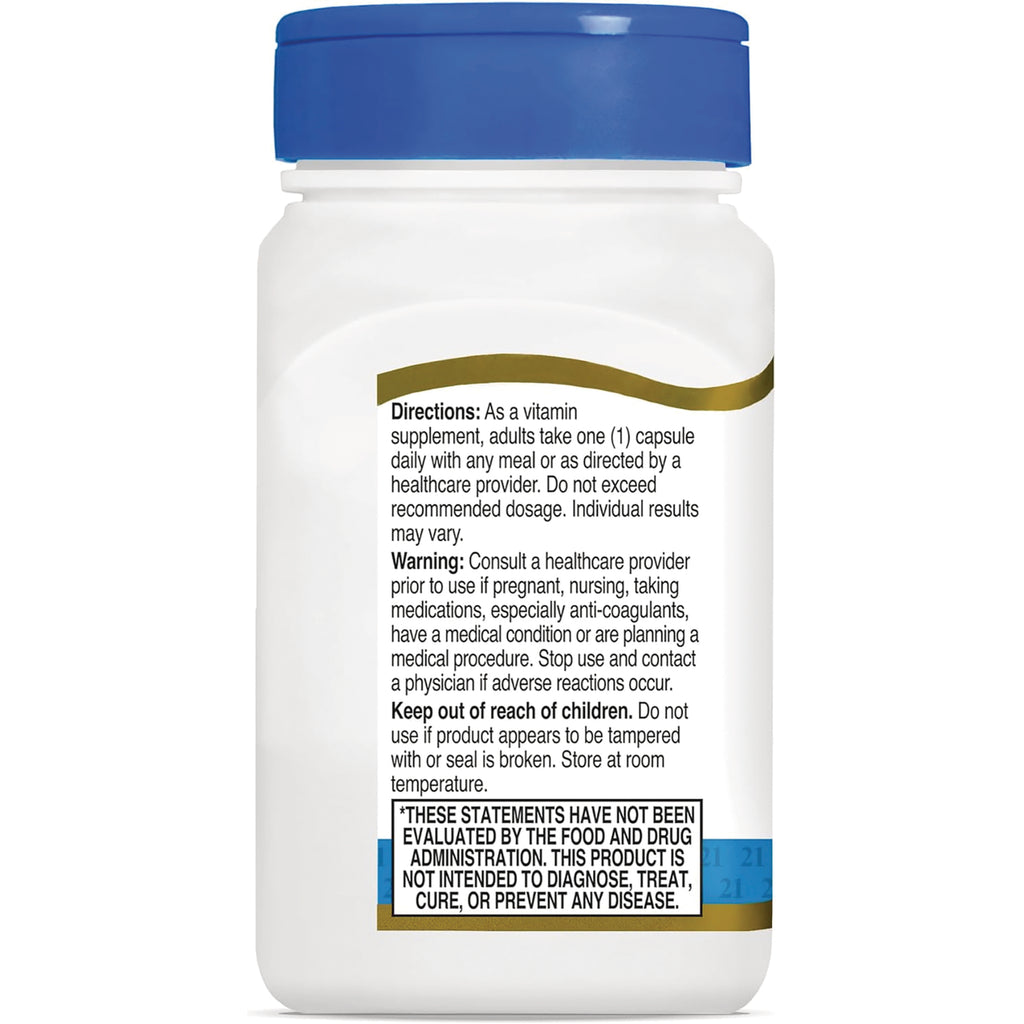 CNT276 | Back label of white supplement bottle with directions, warning, and FDA disclaimer, blue cap - Thumbnail