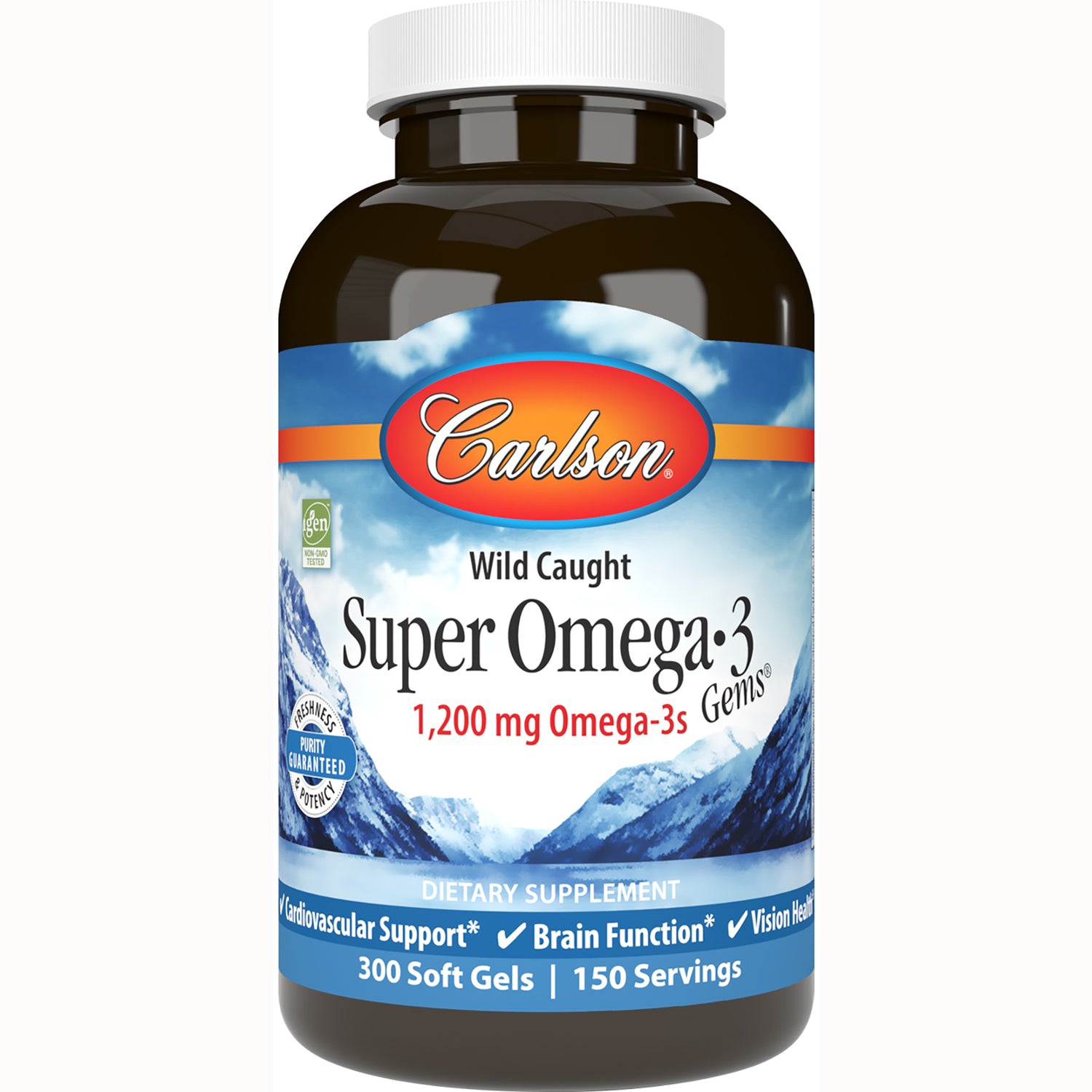 CSN147 | Carlson Super Omega-3 1,200 mg soft gels bottle, 300 count