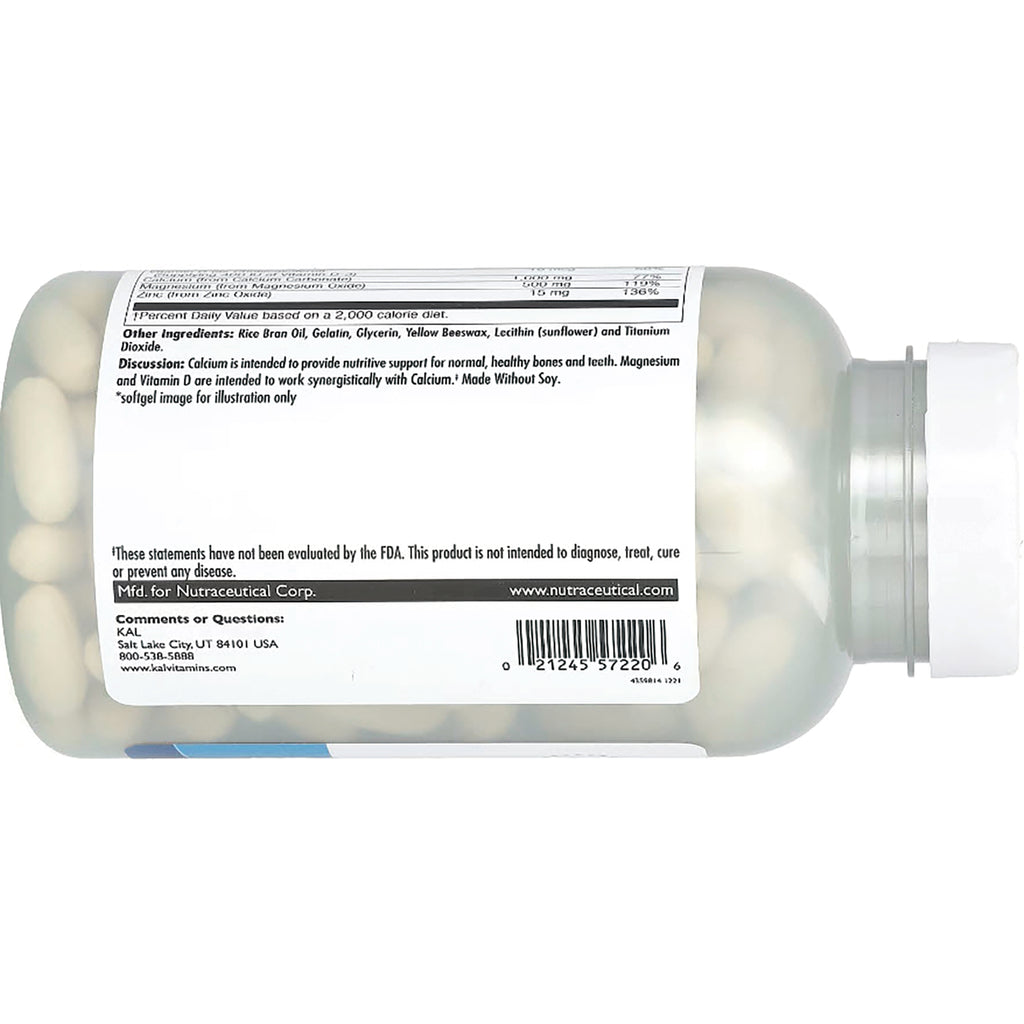 KL493 | Back of clear supplement bottle on its side showing white softgel capsules, ingredient panel and barcode - Thumbnail