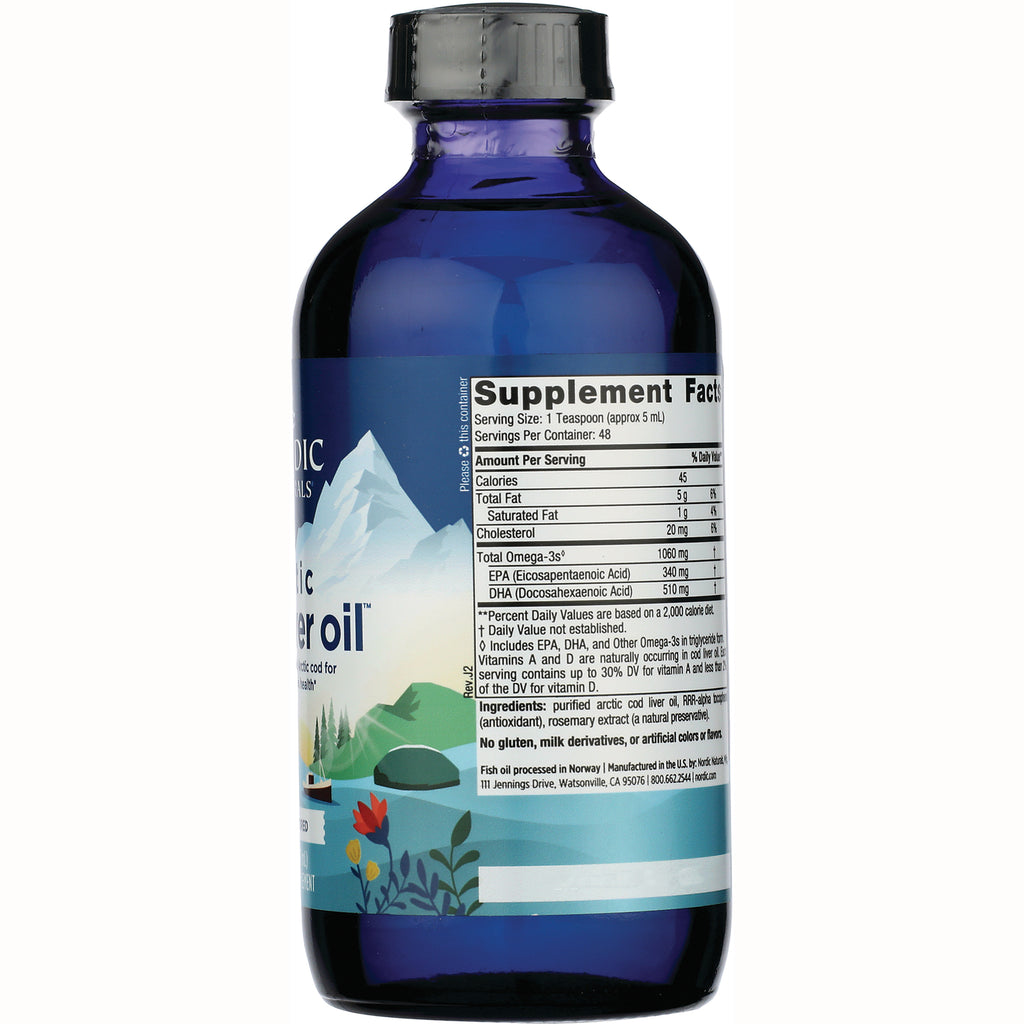 NRN021 | Back of blue glass supplement bottle showing Supplement Facts nutrition label and ingredients - Thumbnail