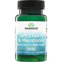 SWU980 | Swanson Tart Cherry & Melatonin, Muscle, Joint and Sleep Support, vegan dietary supplement, 30 tablets