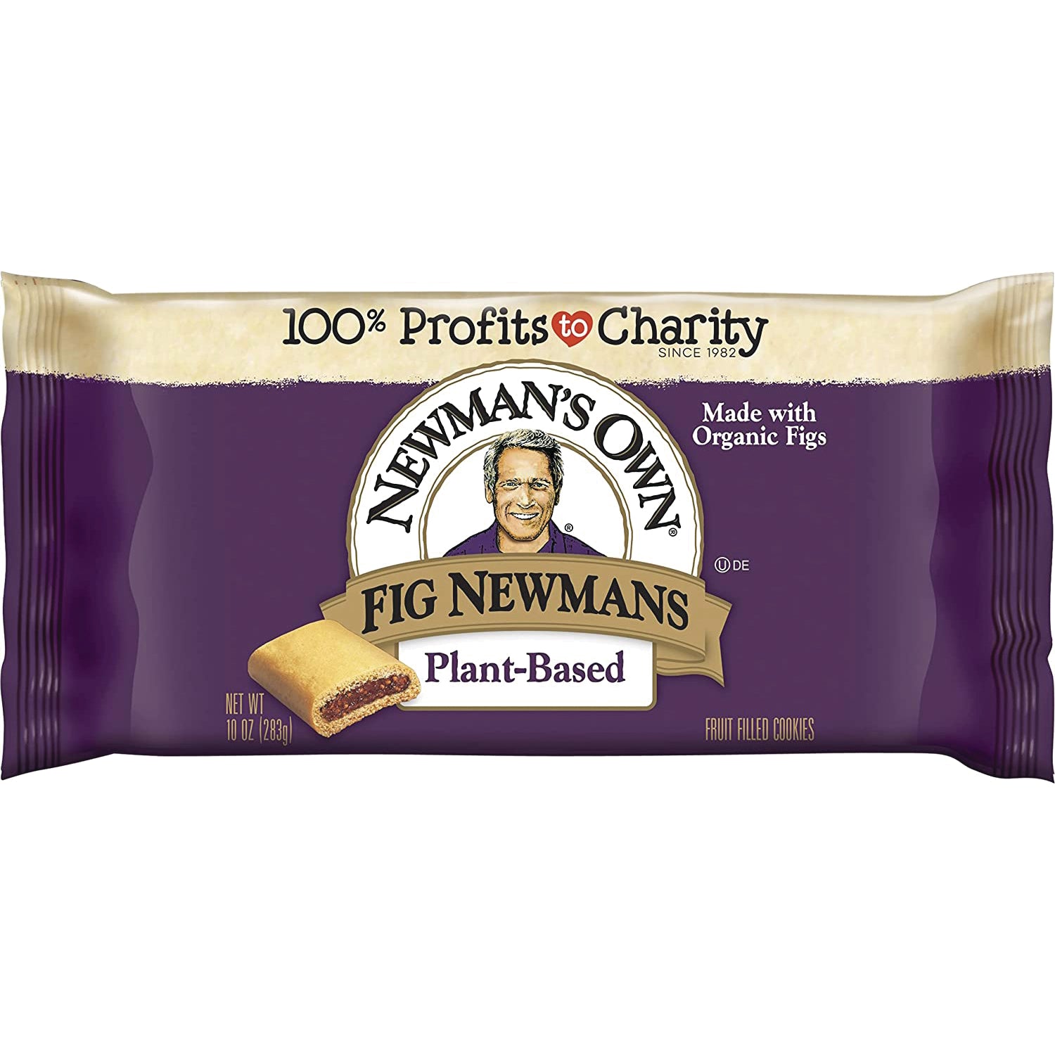 NWM030 | Newmans Own Fig Newmans plant-based fruit-filled cookies, purple front-facing package labeled Made with Organic Figs