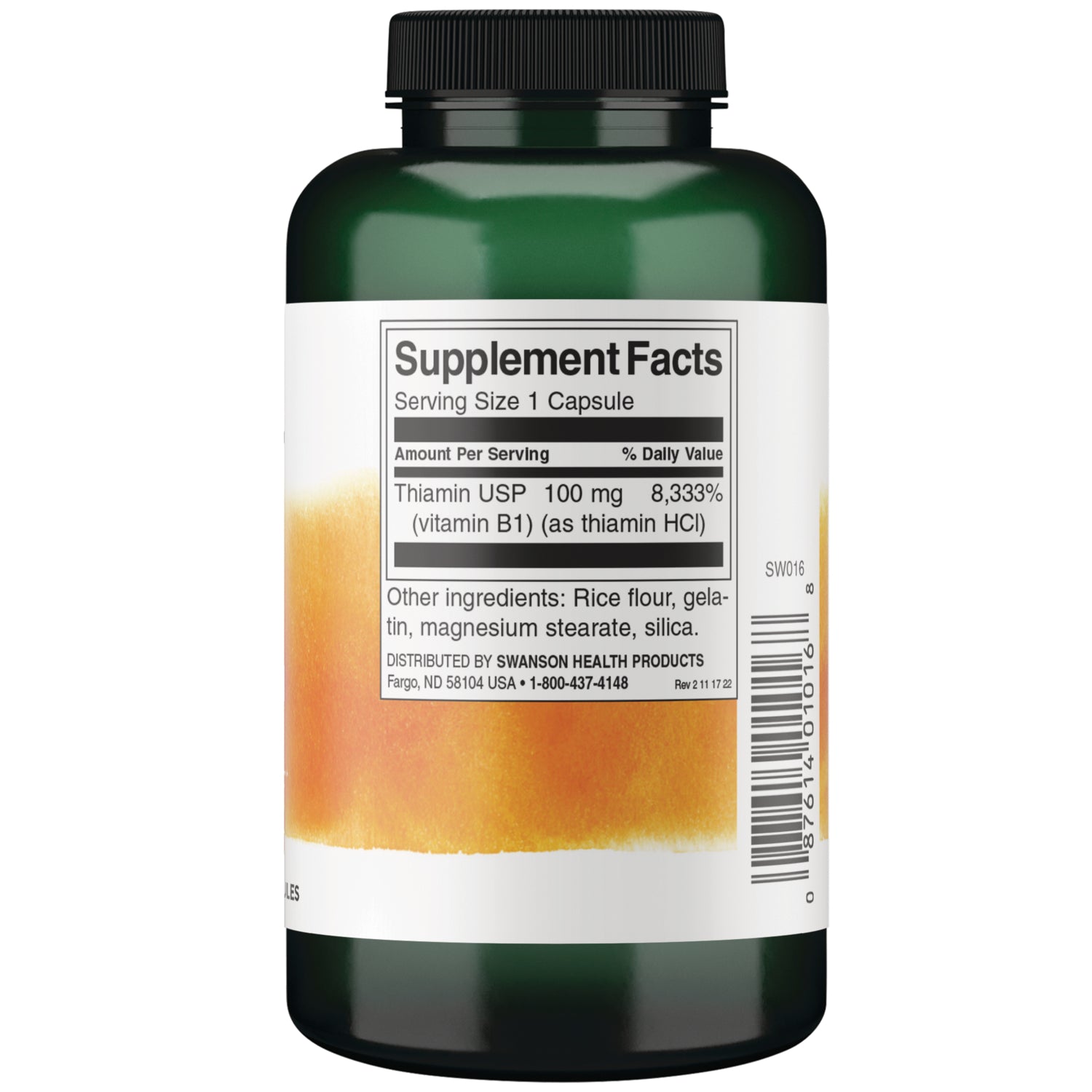 SW016 | Back label with Supplement Facts