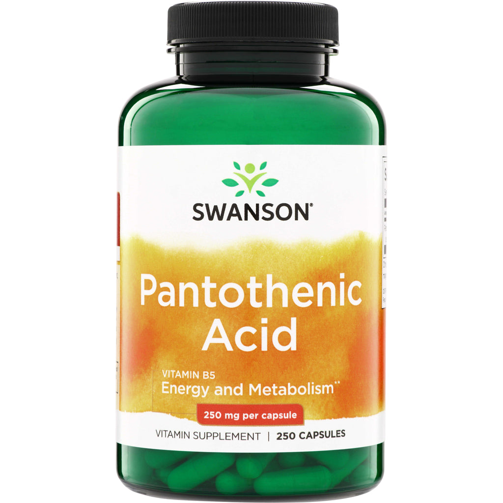 SW062 | Swanson Pantothenic Acid Vitamin B5, 250 mg per capsule, 250 capsules bottle front - Thumbnail