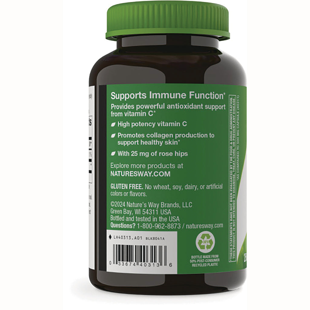 NW346 | Back label of brown supplement bottle with green cap reading Supports Immune Function and product info and barcode visible - Thumbnail