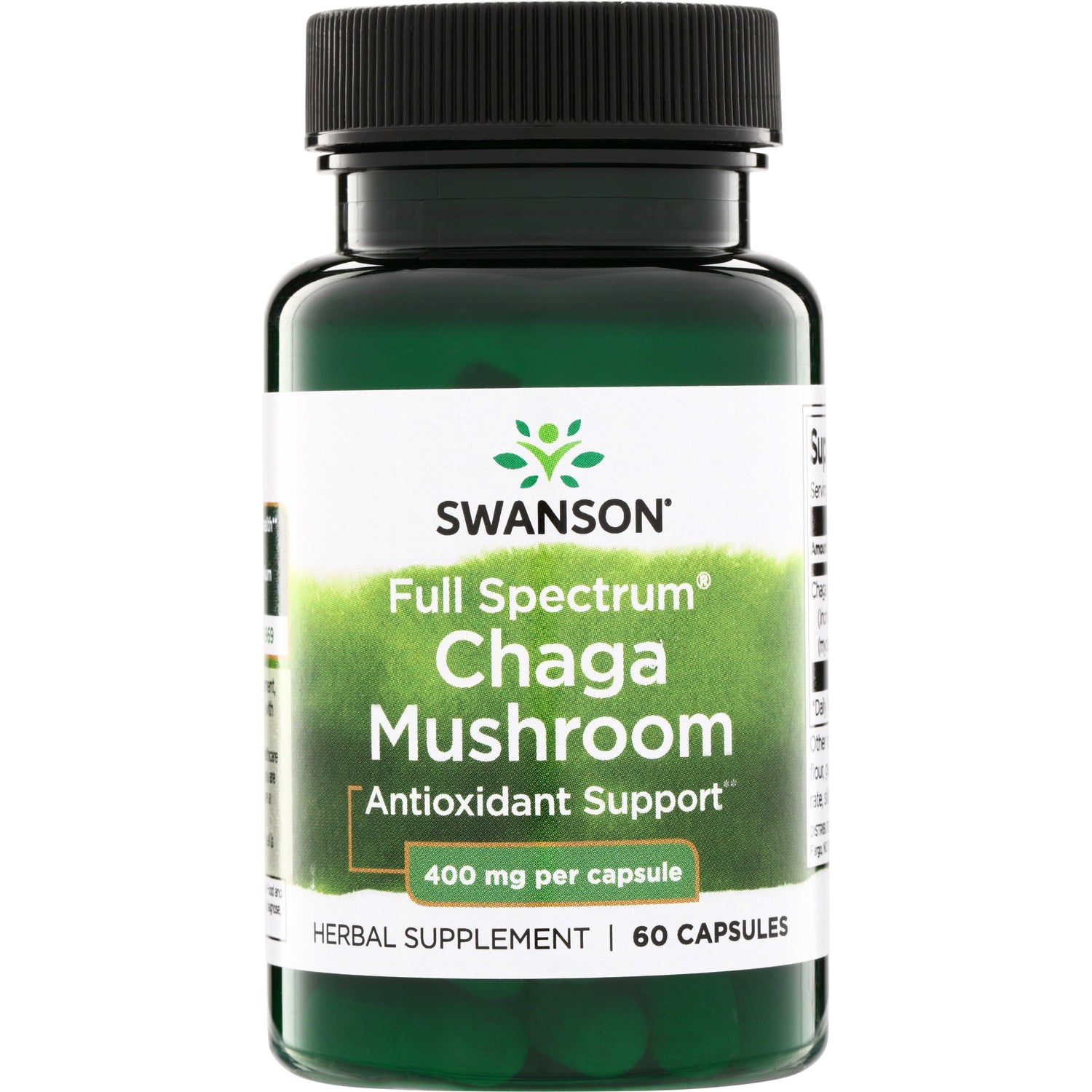 SW1385 | Swanson Full Spectrum Chaga Mushroom, Antioxidant Support, 400 mg per capsule, 60 capsules