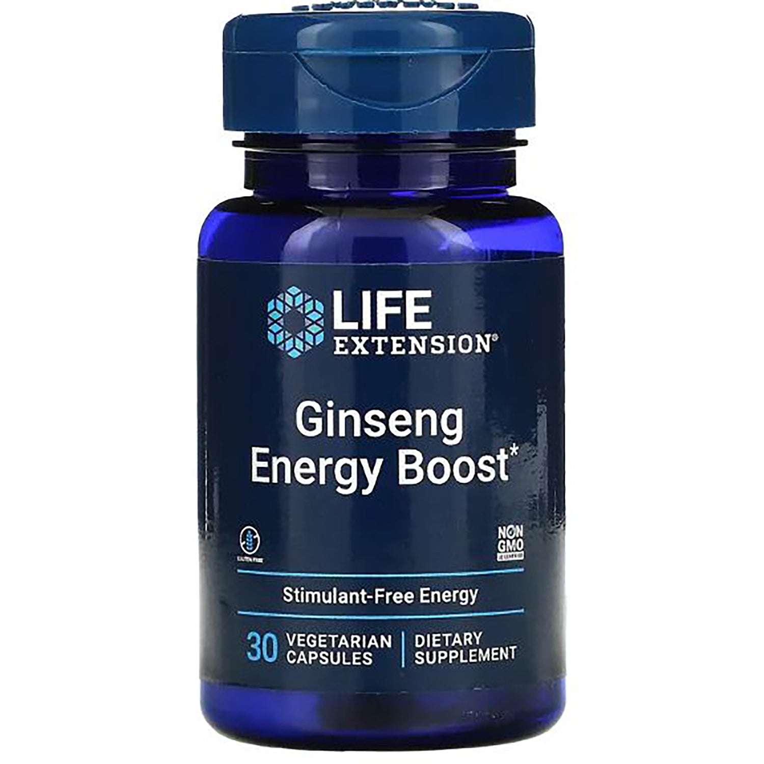 LE252 | Life Extension Ginseng Energy Boost supplement bottle with 30 vegetarian capsules, front label