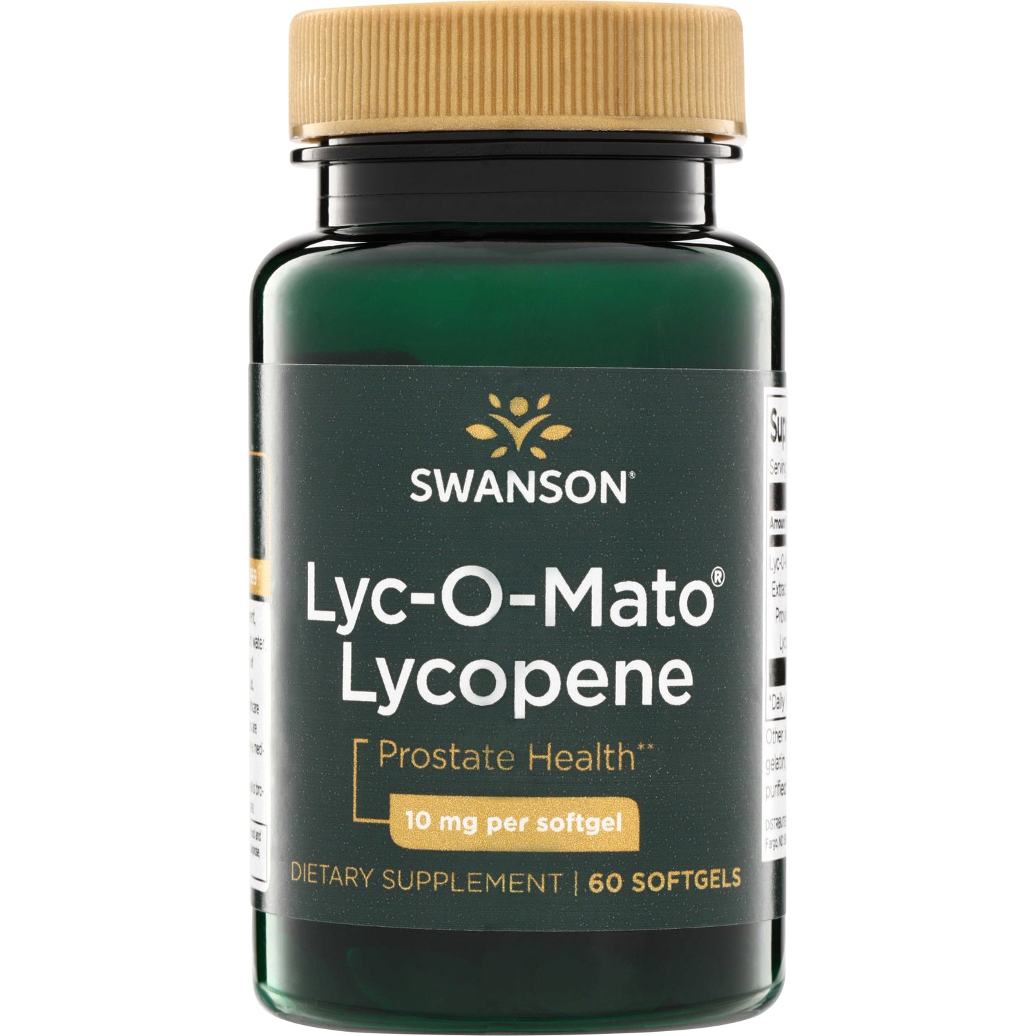 SWU1022 | Swanson Lyc-O-Mato Lycopene supplement bottle, Prostate Health, 10 mg per softgel, 60 softgels