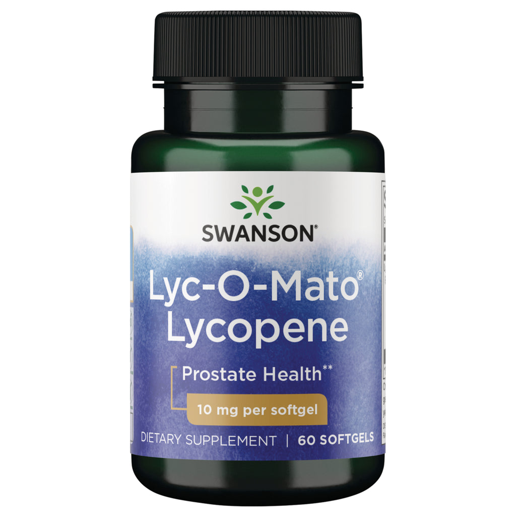 SWU1022 | Swanson Lyc-O-Mato Lycopene supplement bottle, Prostate Health, 10 mg per softgel, 60 softgels - Thumbnail