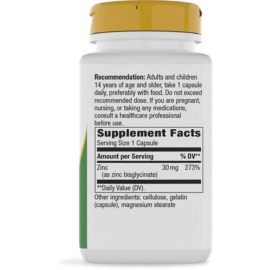 NW364 | back label of supplement bottle showing Supplement Facts with zinc 30 mg and gluten free notice - Thumbnail