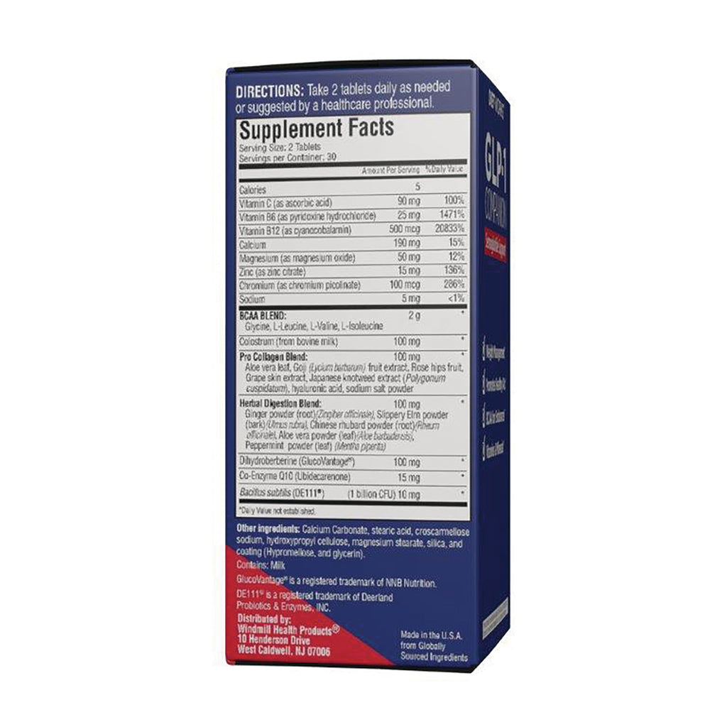 DTW003 | Back of blue supplement box showing Supplement Facts panel, directions and ingredient list - Thumbnail