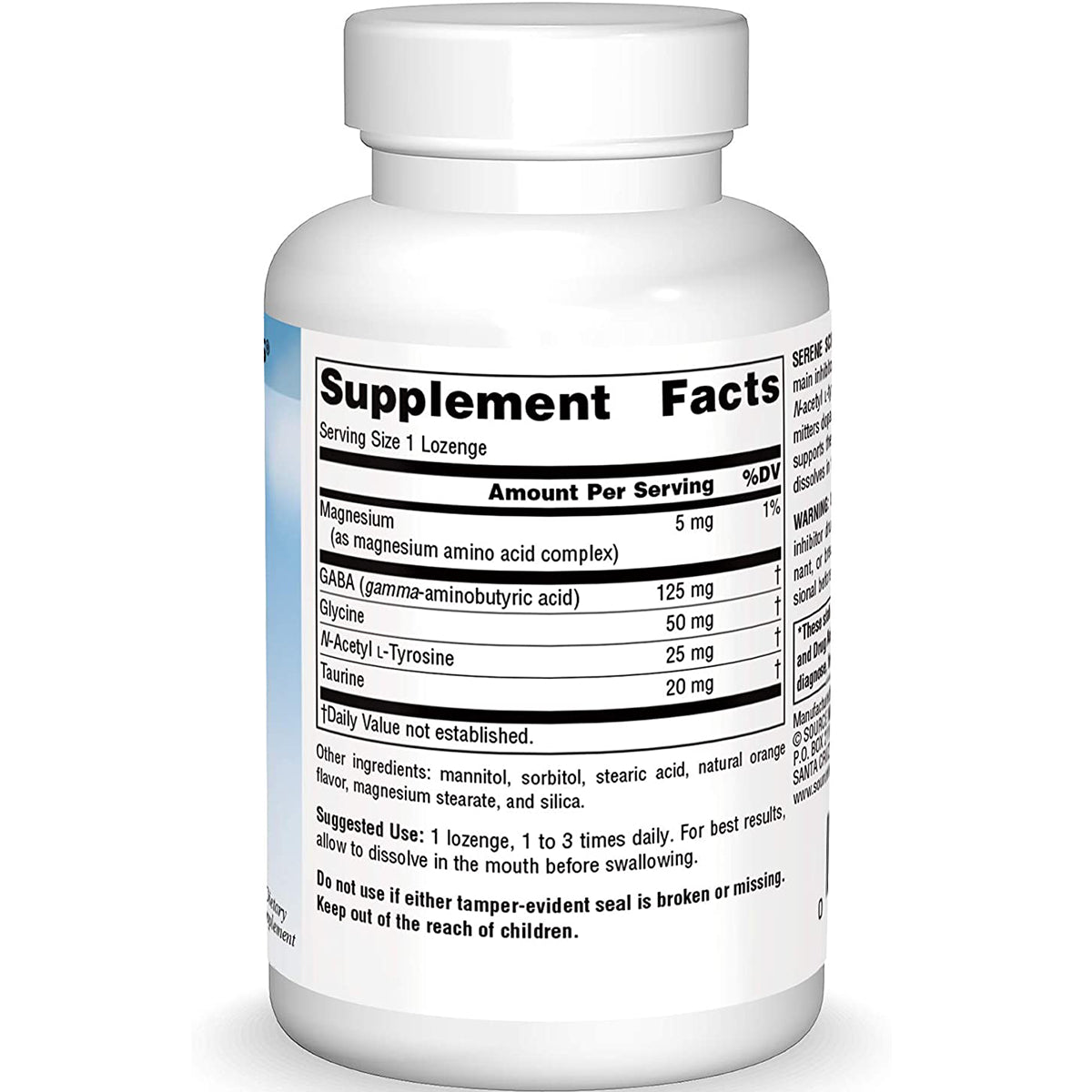 SN111 | Back label with Supplement Facts panel and ingredients list