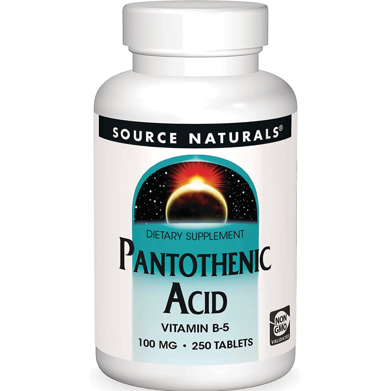 SN664 | Source Naturals Pantothenic Acid Vitamin B-5 100 mg dietary supplement, 250 tablets