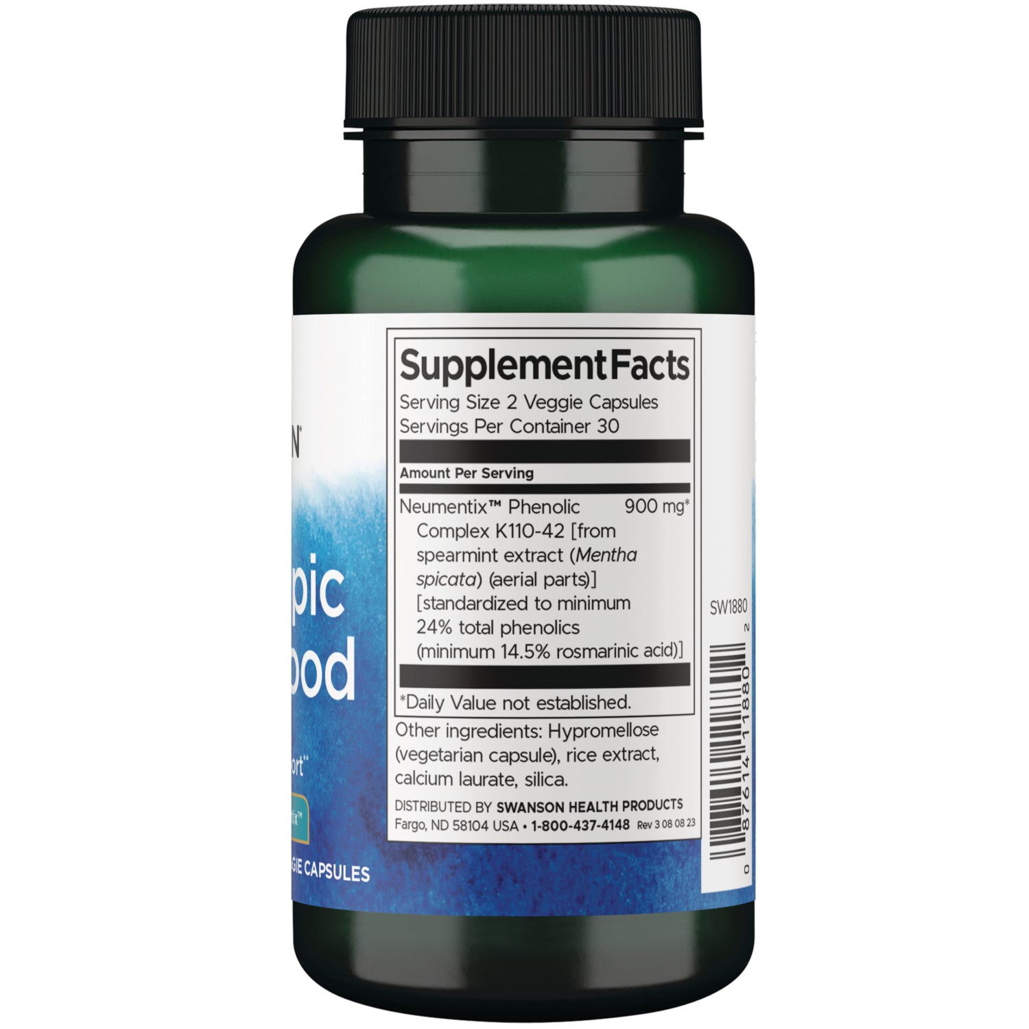 SW1880 | Back label with Supplement Facts