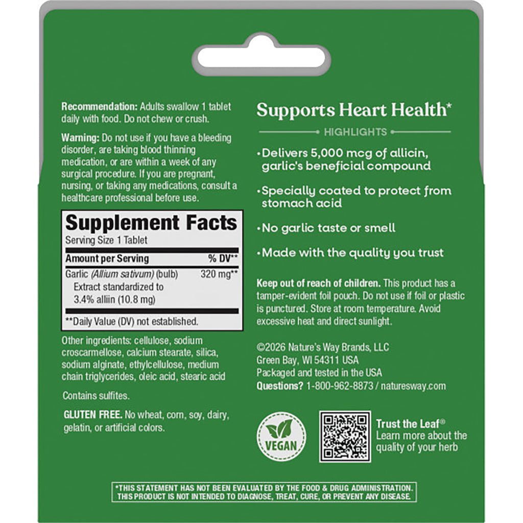 ET228 | Back of teal supplement package showing Supplement Facts panel, dosage and warning text, ingredients, and heart health benefit claims - Thumbnail