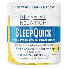 REL003 | Relaxium SleepQuick extra strength sleep gummies jar, yummy lemon, 60 gummies, 5 mg MELATONIN
