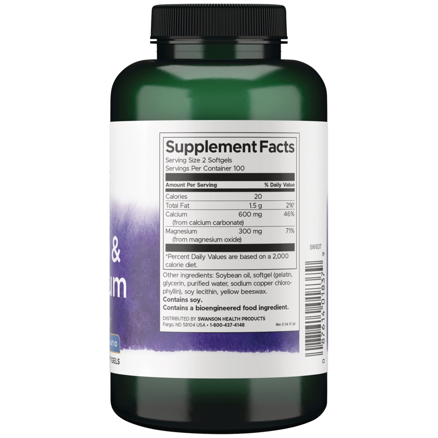 SW837 | Back label with Supplement Facts