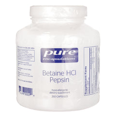 PRN061 | Pure Encapsulations Betaine HCl Pepsin white supplement bottle 250 capsules front label