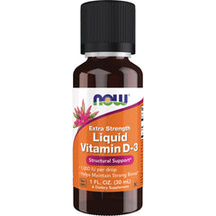 NWF1155 | NOW Extra Strength Liquid Vitamin D-3 1 fl oz bottle with orange label