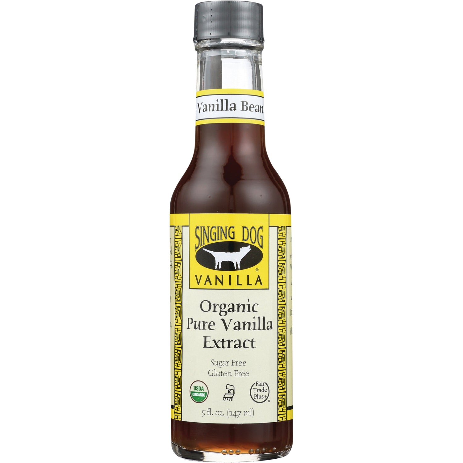 SDV004 | Singing Dog Vanilla organic pure vanilla extract bottle, 5 fl oz, sugar free gluten free