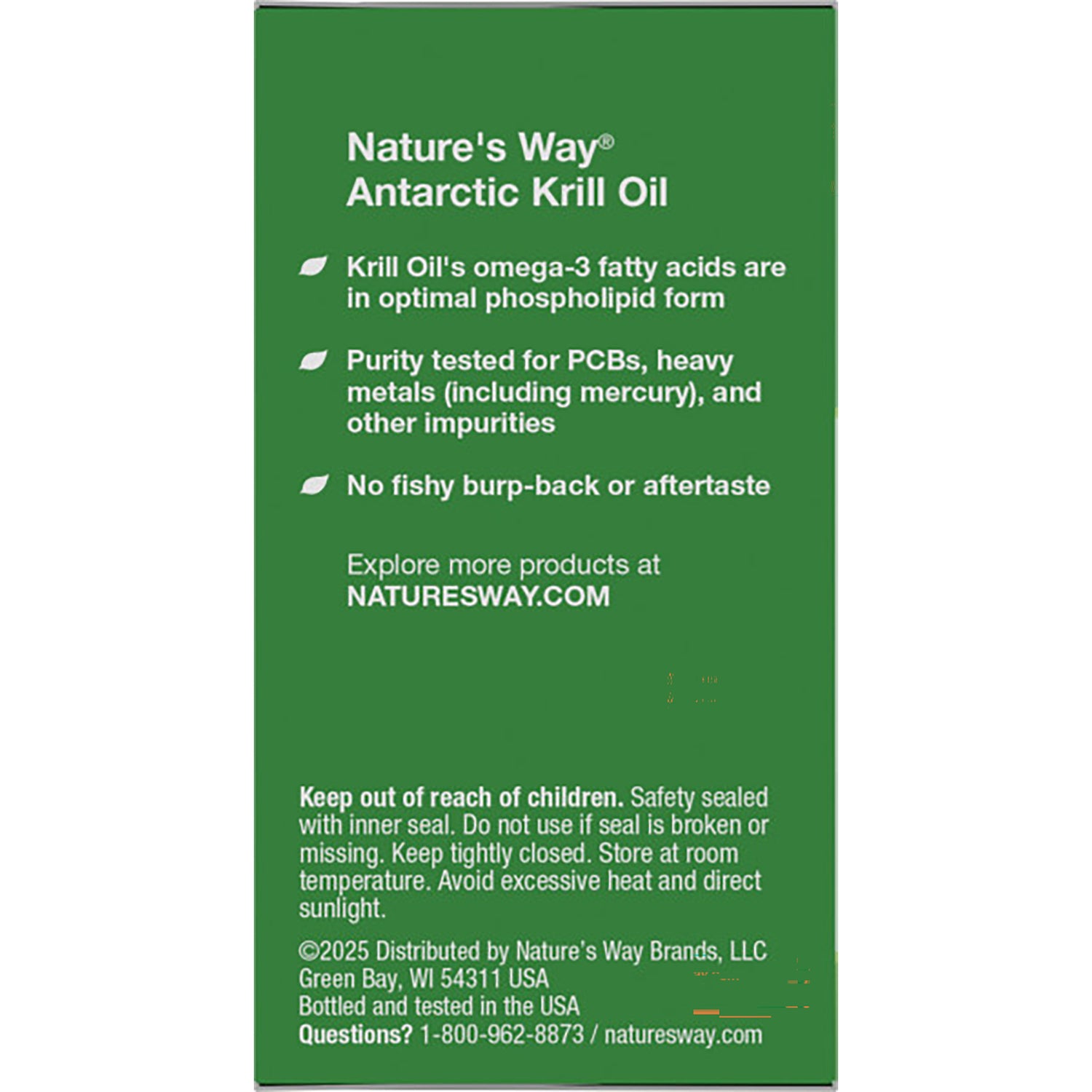 NW613 | green product infographic reading Supports Heart Health with bullets about krill oil and EPA/DHA benefits