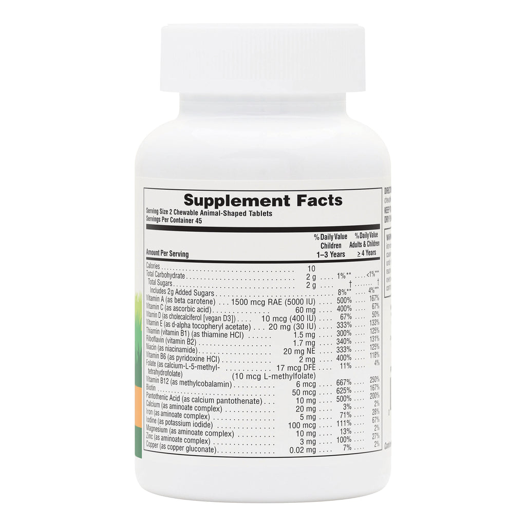NTP044 | Back of white supplement bottle showing Supplement Facts label and nutrition facts panel - Thumbnail