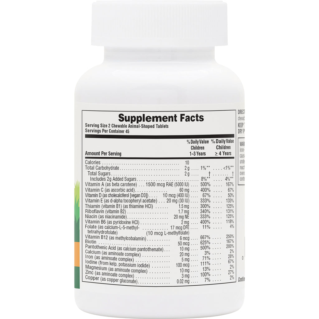 NTP044 | Back of white supplement bottle showing Supplement Facts label and nutrition facts panel - Thumbnail