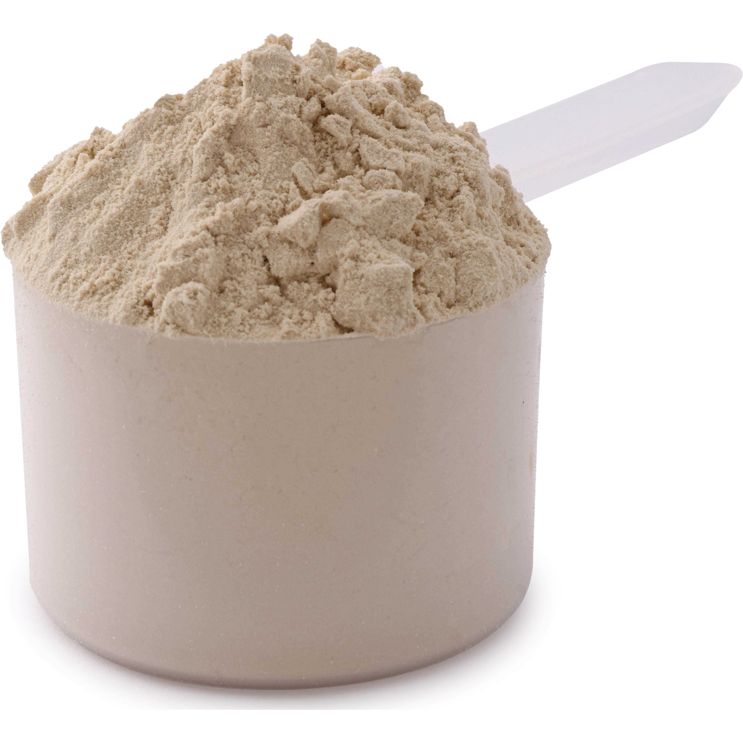 SW1919 | Plastic scoop heaped with beige powder, close-up showing fine powder texture