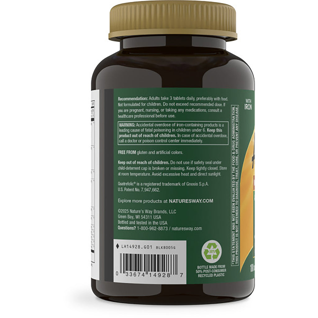 NW654 | back label of brown supplement bottle showing warnings, directions and barcode - Thumbnail