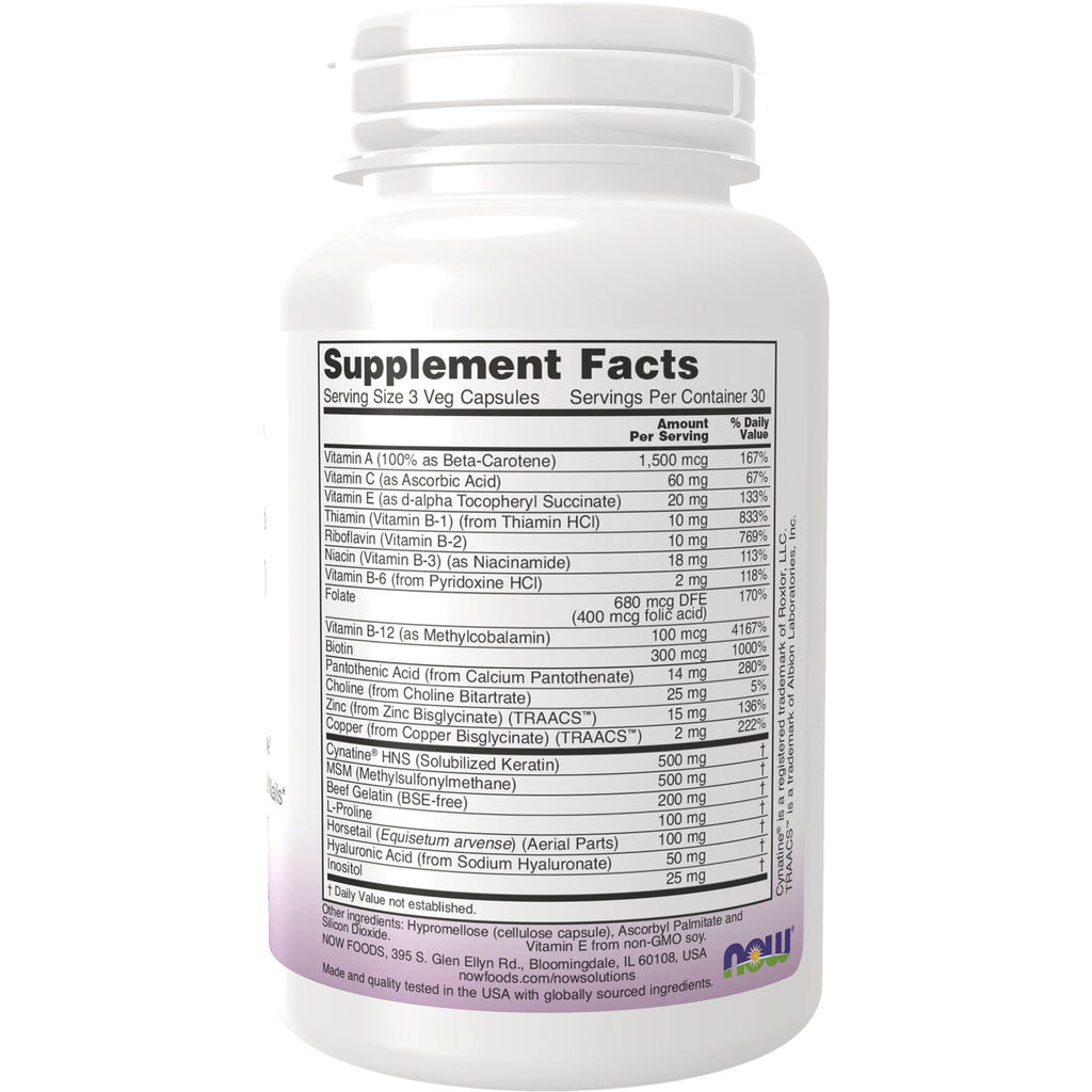 NWF1187 | Back label showing Supplement Facts panel and ingredient amounts on white supplement bottle - Thumbnail