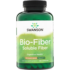 SW1085 | Swanson Bio-Fiber Soluble Fiber supplement bottle, 180 capsules, 750 mg per capsule, Fibersol-2