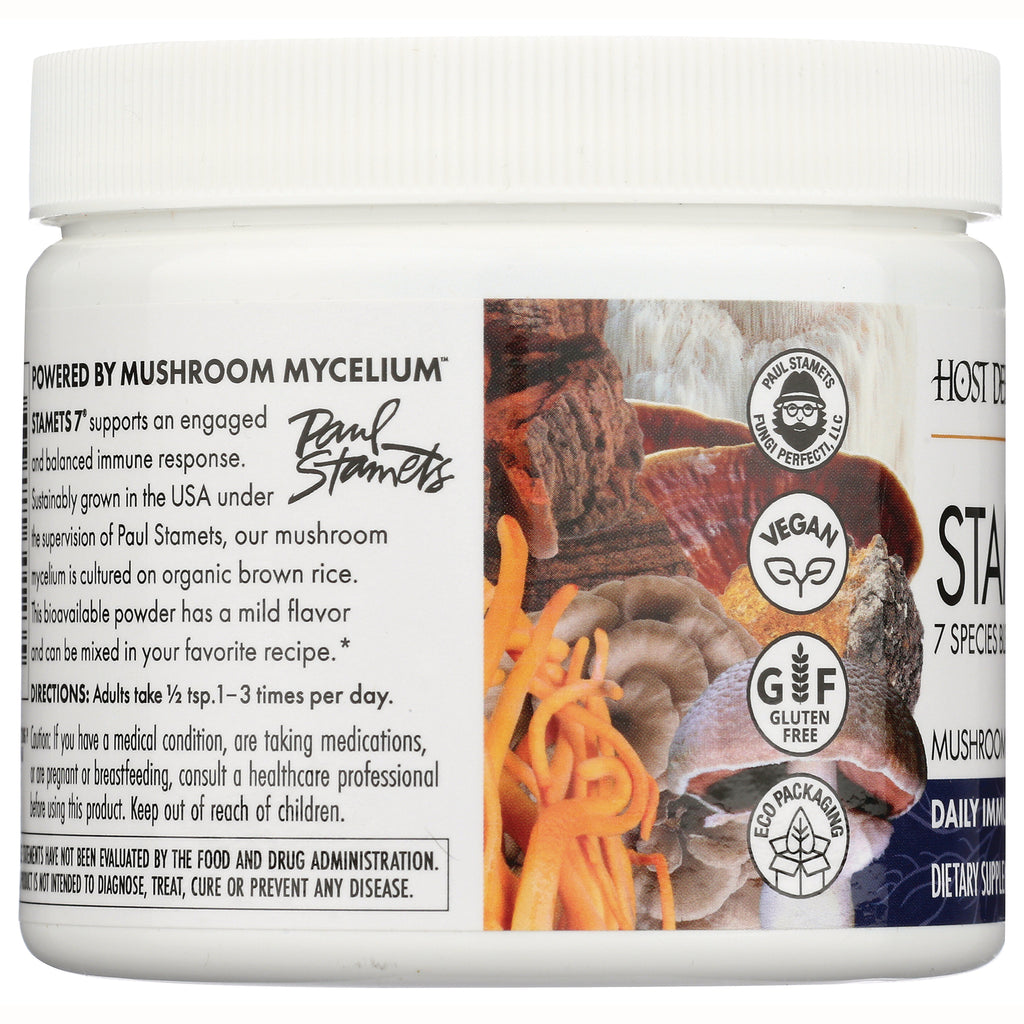 FUN048 | Jar label infographic showing Powered by MUSHROOM MYCELIUM text, mushroom images, and vegan, gluten free, eco packaging icons - Thumbnail