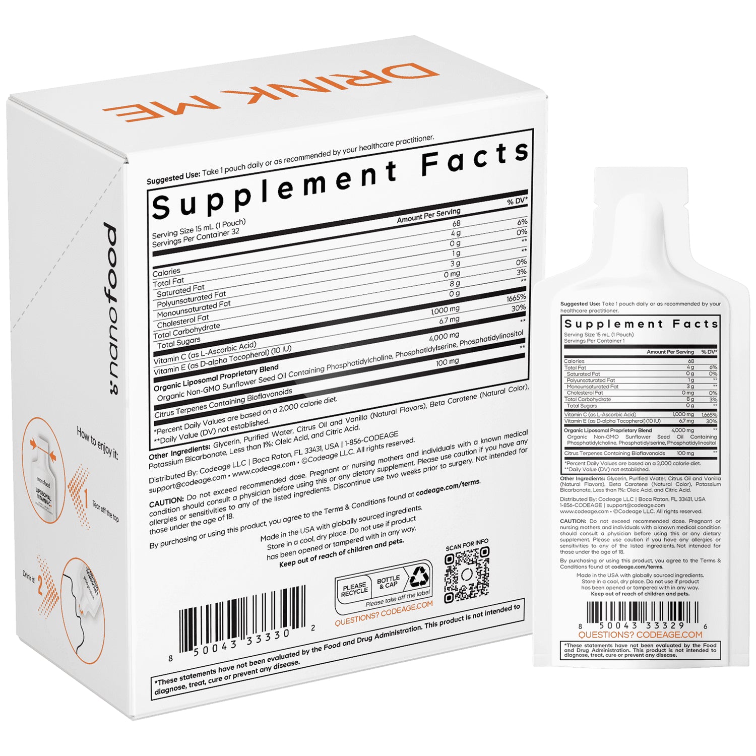 Nanofood Liposomal Liquid Vitamin C Pouch+