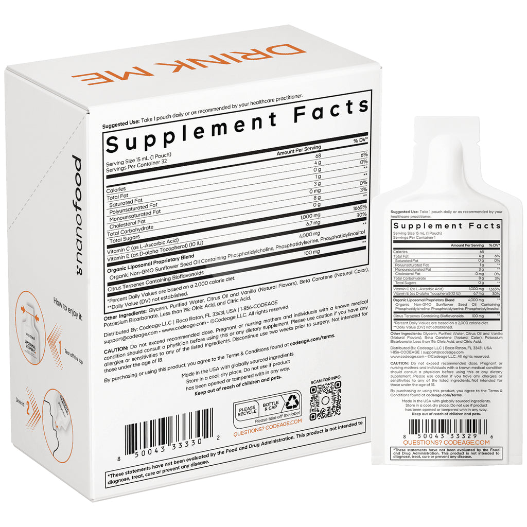 CDG069 | Back of white product box and pouch showing Supplement Facts panel, ingredients, and barcode - Thumbnail