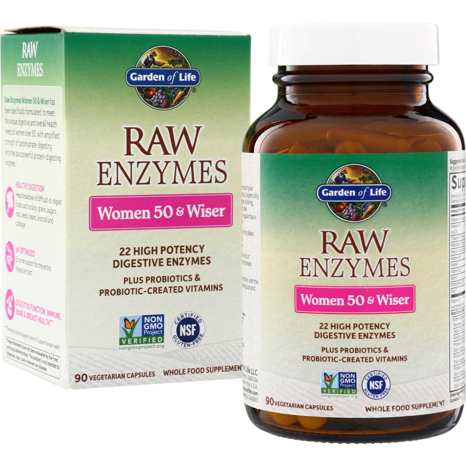 GLF125 | Garden of Life Raw Enzymes Women 50 & Wiser, 90 vegetarian capsules