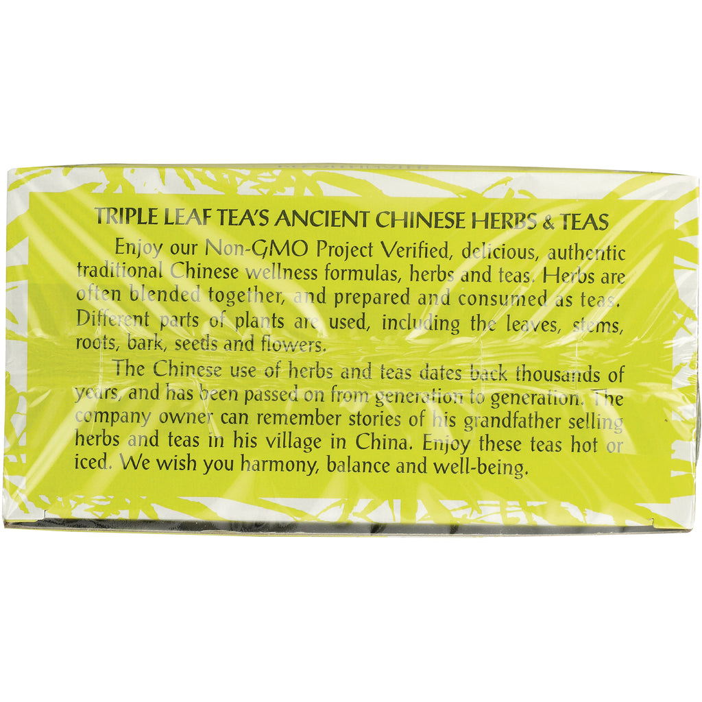 TLT010 | Triple Leaf Tea box side panel text: Ancient Chinese Herbs & Teas; NonGMO Project Verified; enjoy hot or iced - Thumbnail