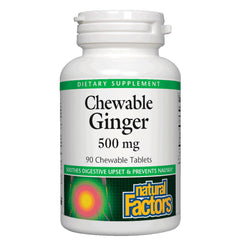 NFC184 | Natural Factors Chewable Ginger 500 mg bottle, front label showing 90 chewable tablets